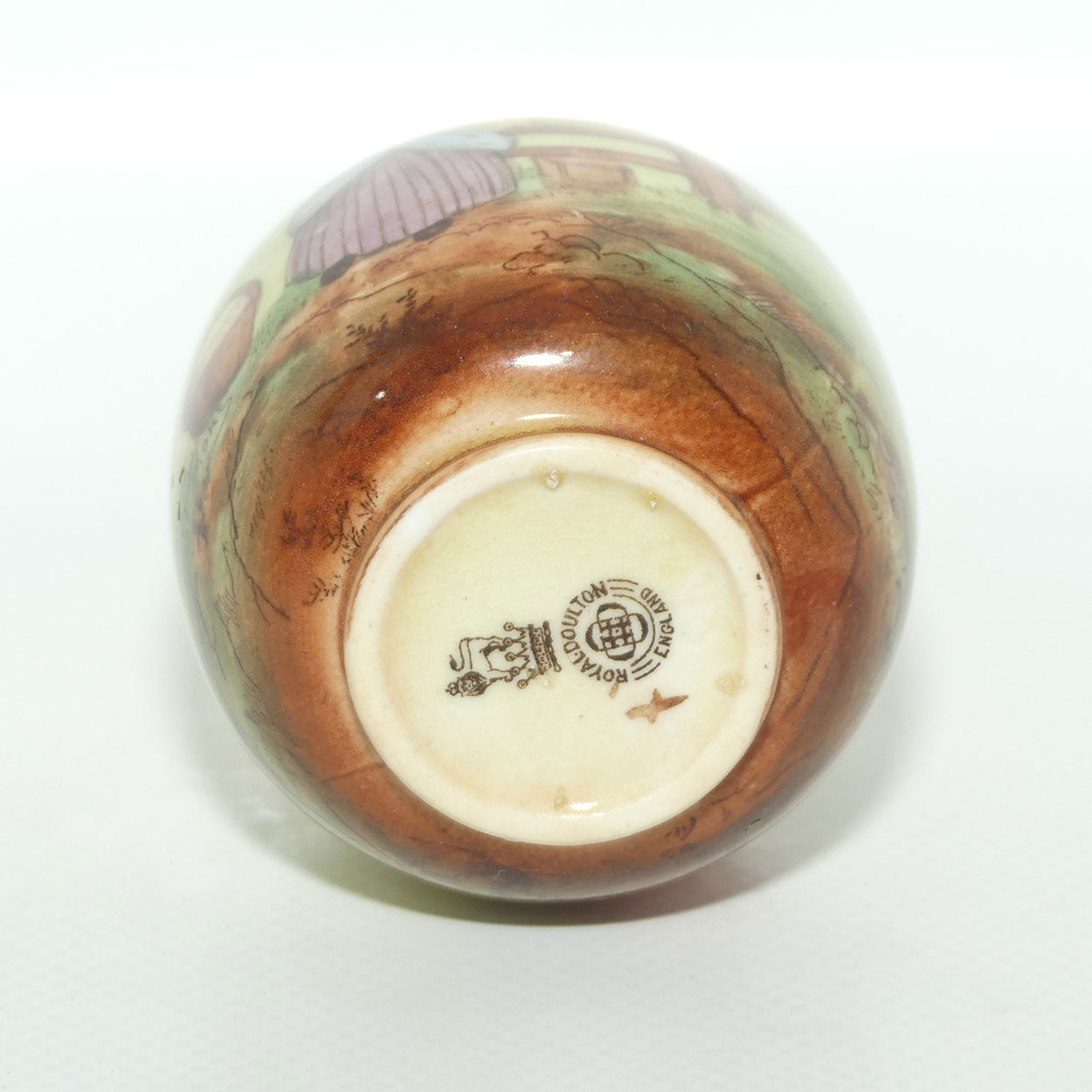 Royal Doulton Welsh miniature ball shape vase | Woman at Fence