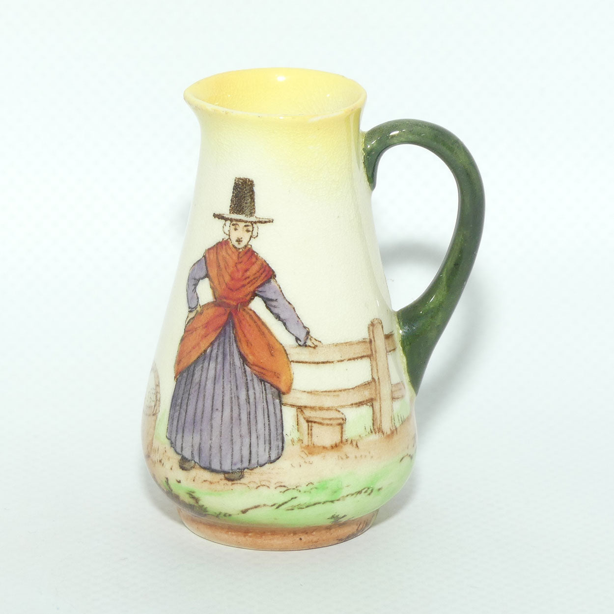 Royal Doulton Welsh miniature jug | Lady with Basket at Fence