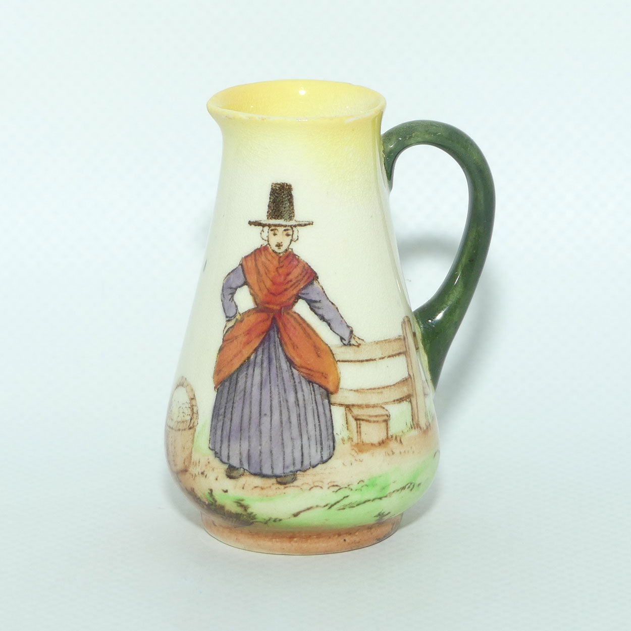 Royal Doulton Welsh miniature jug | Lady with Basket at Fence