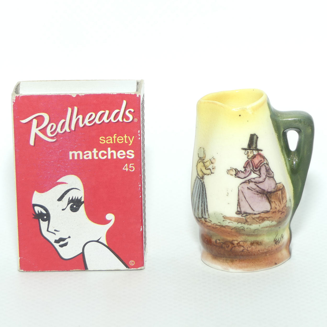 Royal Doulton Welsh miniature jug | Woman with Child | Both with Arms Out