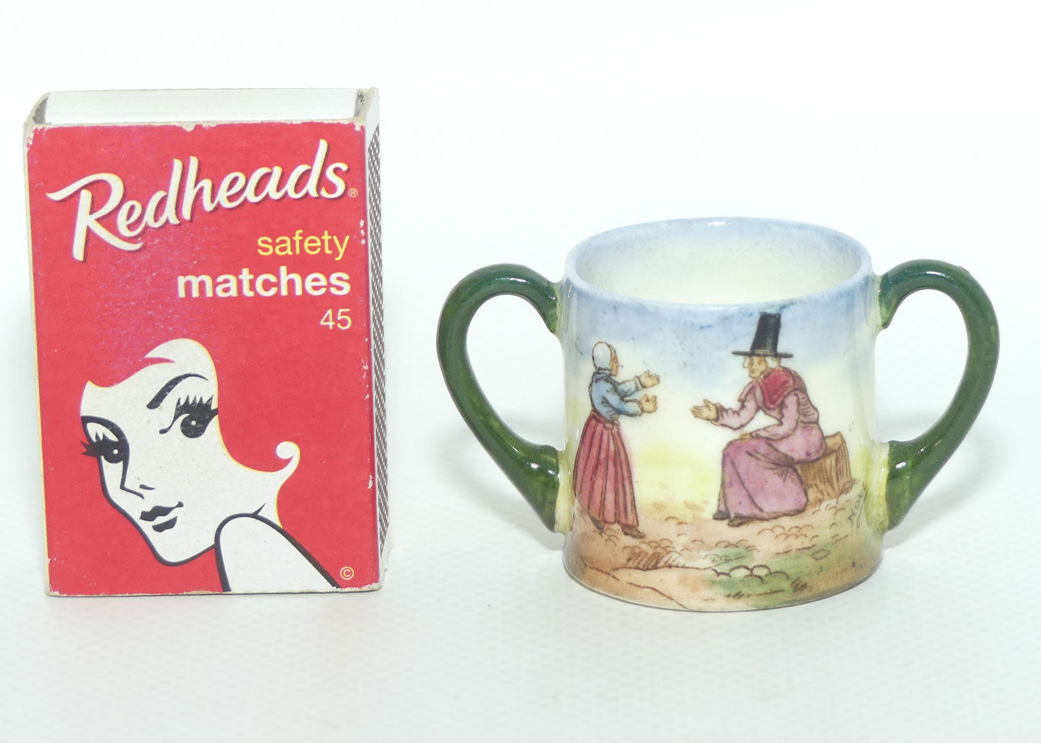 Royal Doulton Welsh miniature twin handle loving cup