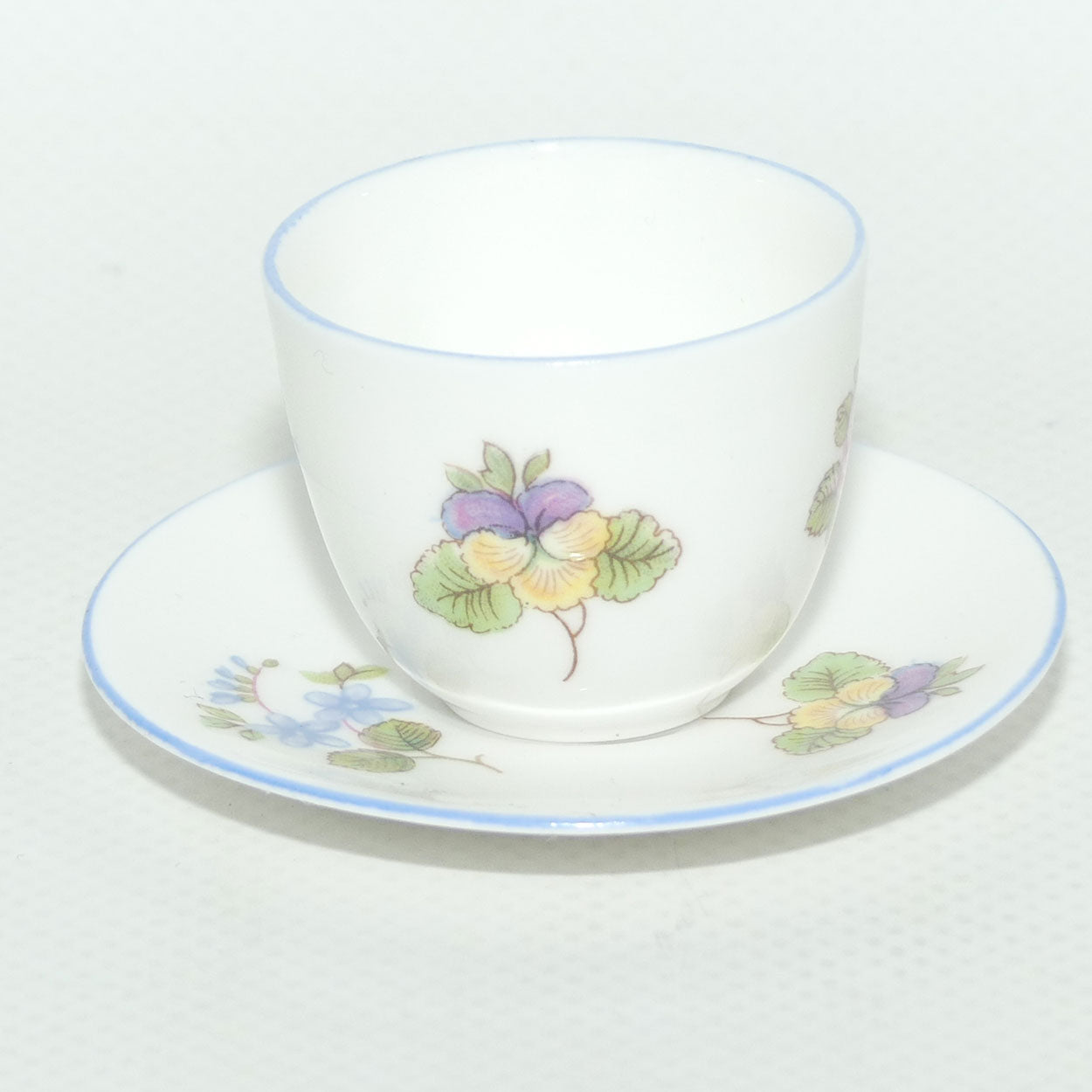 Shelley Westminster shape miniature Rose, Pansy & Forget me Not duo