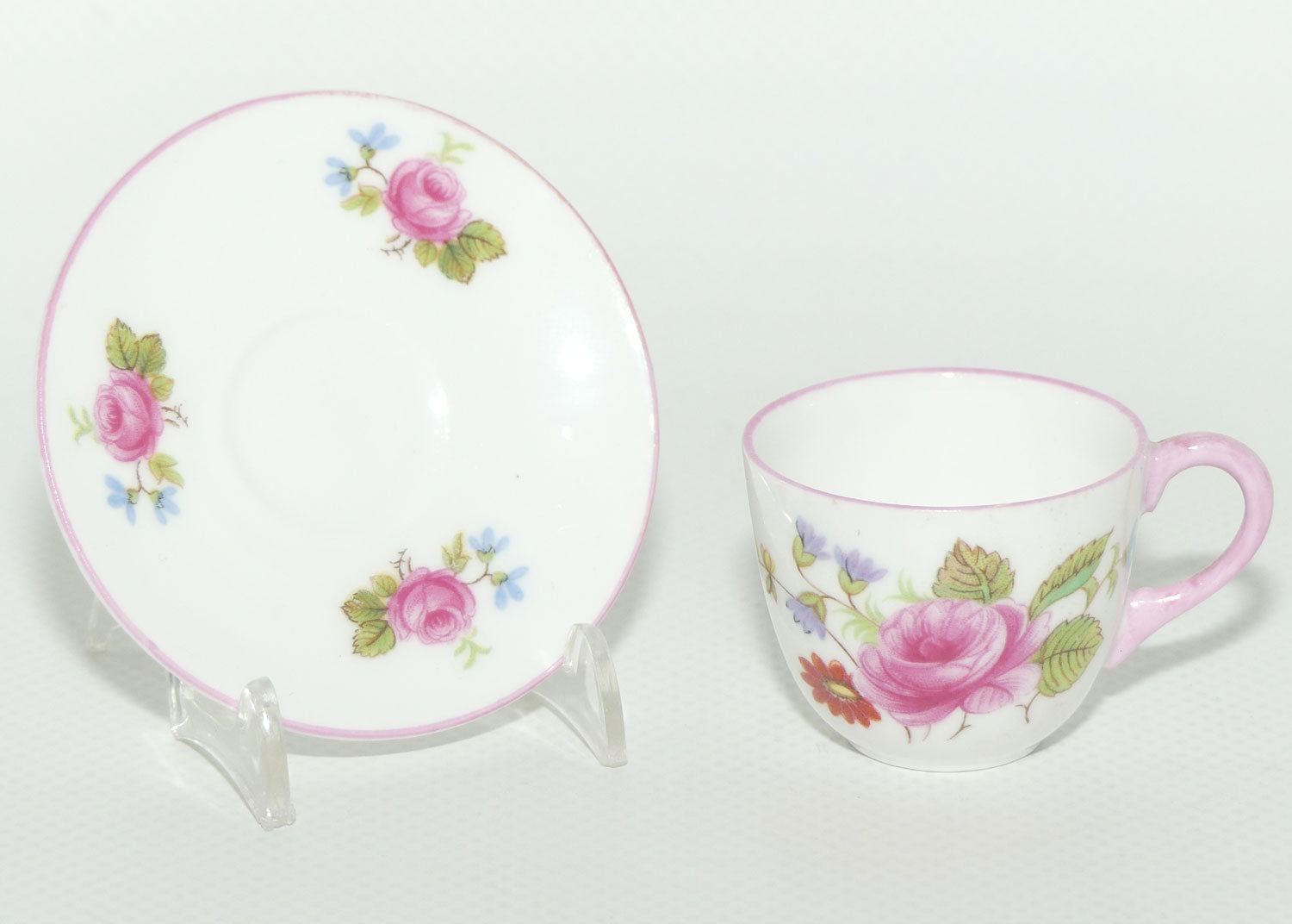 Shelley Westminster shape miniature Rose and Red Daisy duo