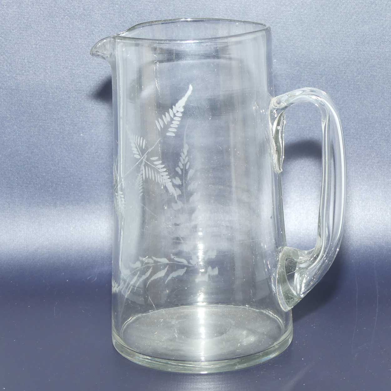 Victorian era Wheel Cut clear glass water jug