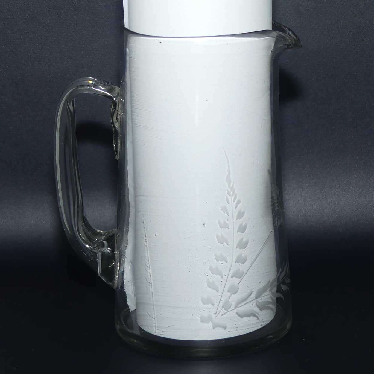 Victorian era Wheel Cut clear glass water jug