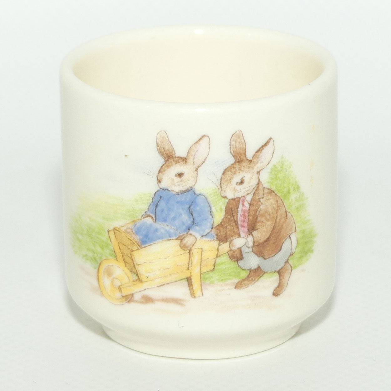 Royal Doulton Bunnykins egg cup | boxed | Pushing the Wheelbarrow | Bunnies in the Bath