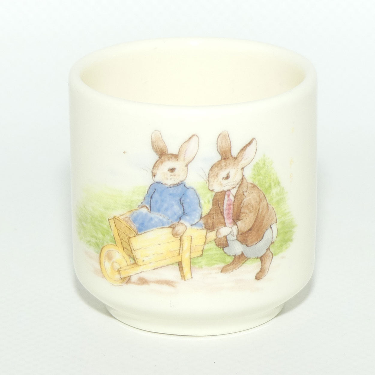 Royal Doulton Bunnykins egg cup | boxed | Pushing the Wheelbarrow | Bunnies in the Bath