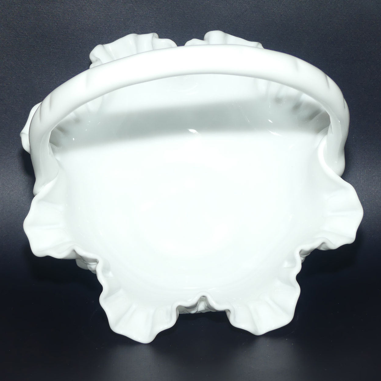 Vintage White Embossed Floral Fenton basket | Cabbage Rose