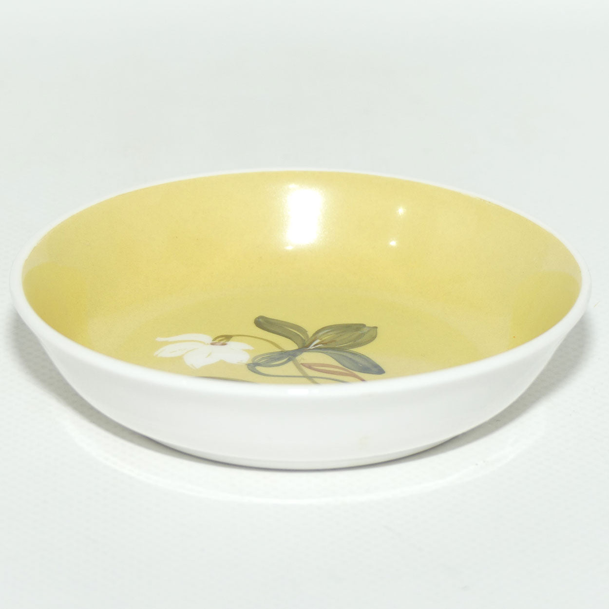 Susie Cooper butter dish | White Flower on Mustard Ground
