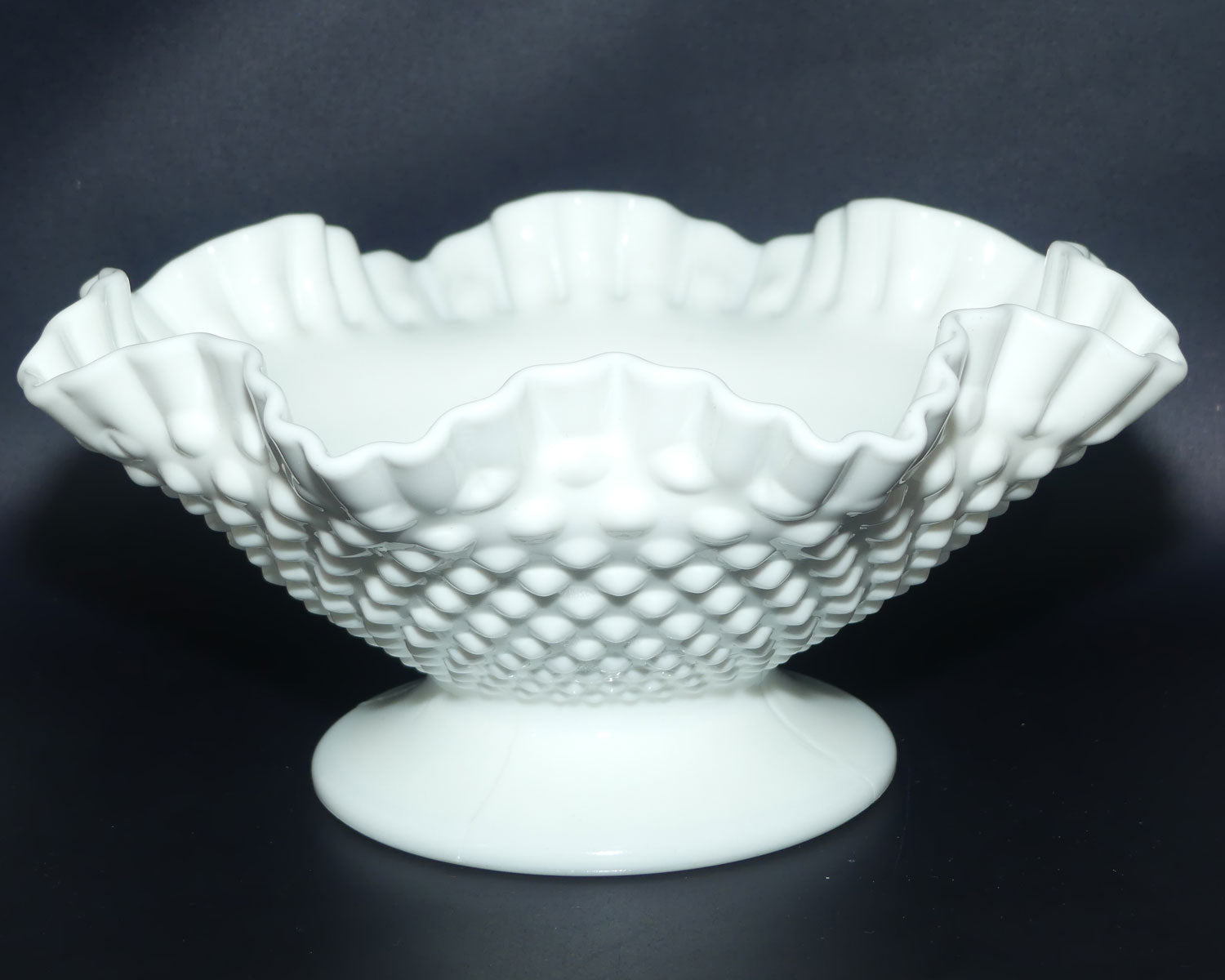 Vintage White with Hobnail Fenton Glass bowl | 26cm diam
