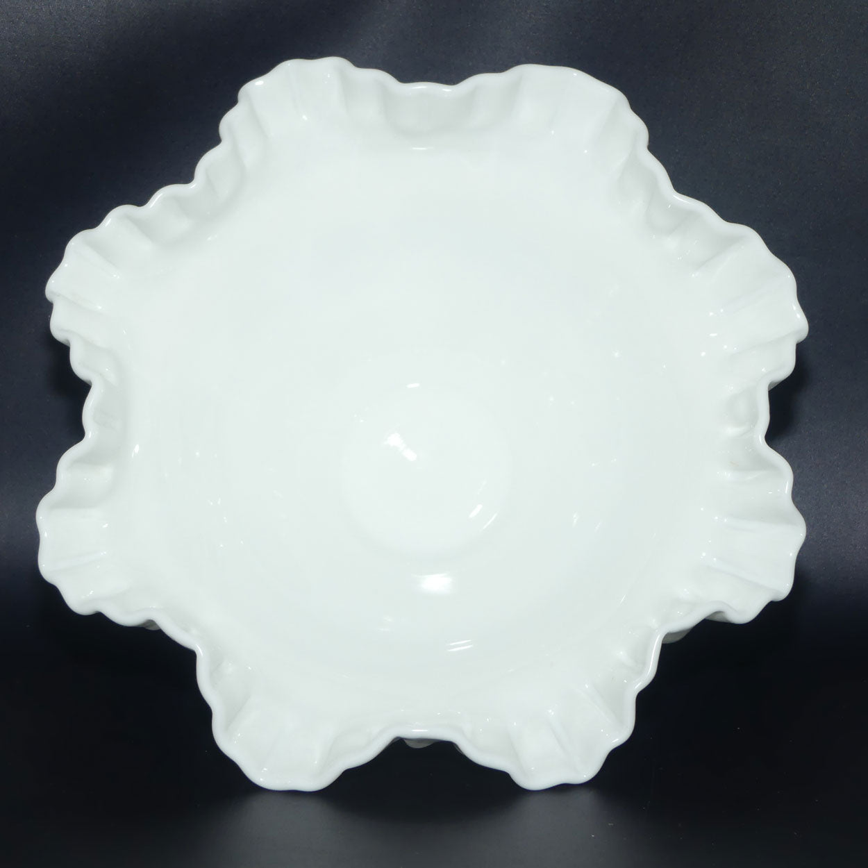 Vintage White with Hobnail Fenton Glass bowl | 26cm diam