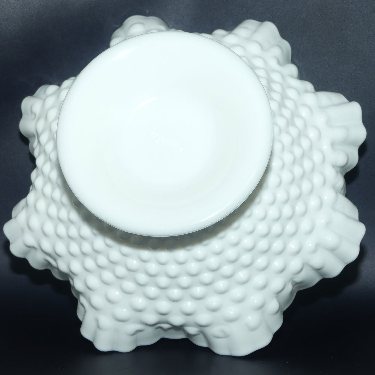 Vintage White with Hobnail Fenton Glass bowl | 26cm diam