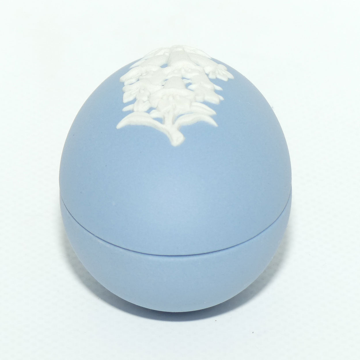 Wedgwood Jasper | Australian Flora | White on Blue | Pink Heath Egg shape trinket box