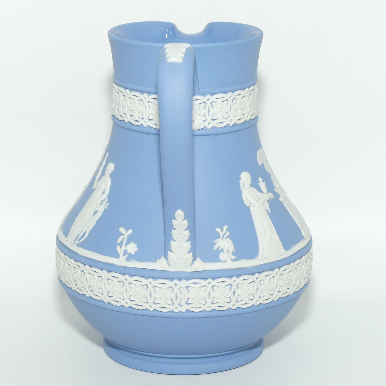 Wedgwood Jasper | White on Pale Blue milk jug with Grecian Ceremony Scene | Double bands | #2