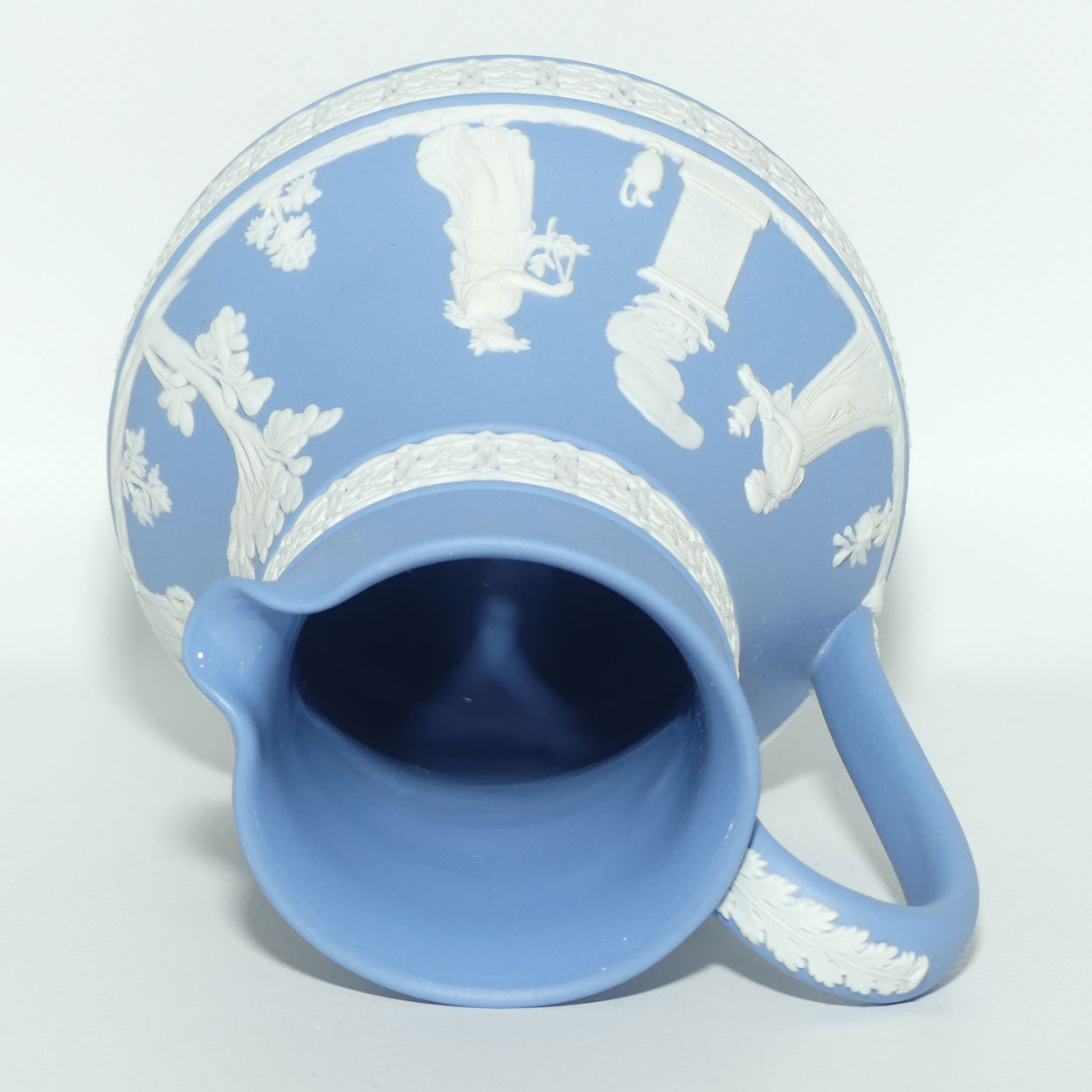 Wedgwood Jasper | White on Pale Blue milk jug with Grecian Ceremony Scene | Double bands | #2