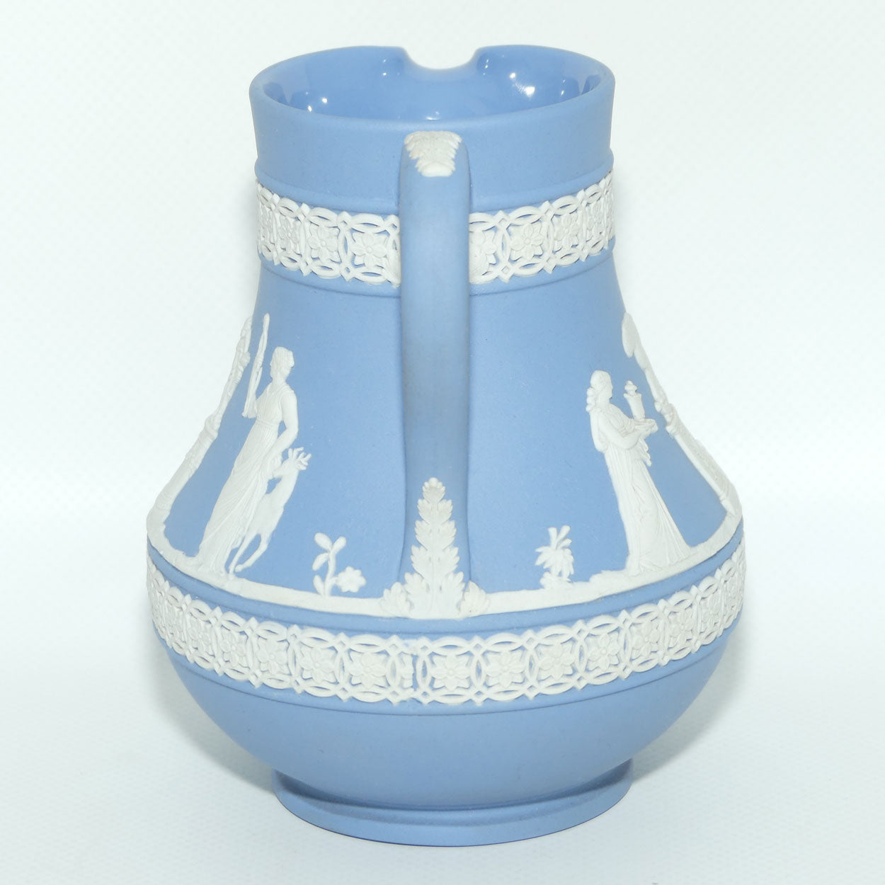 Wedgwood Jasper | White on Pale Blue milk jug with Grecian Ceremony Scene | Double bands | #3