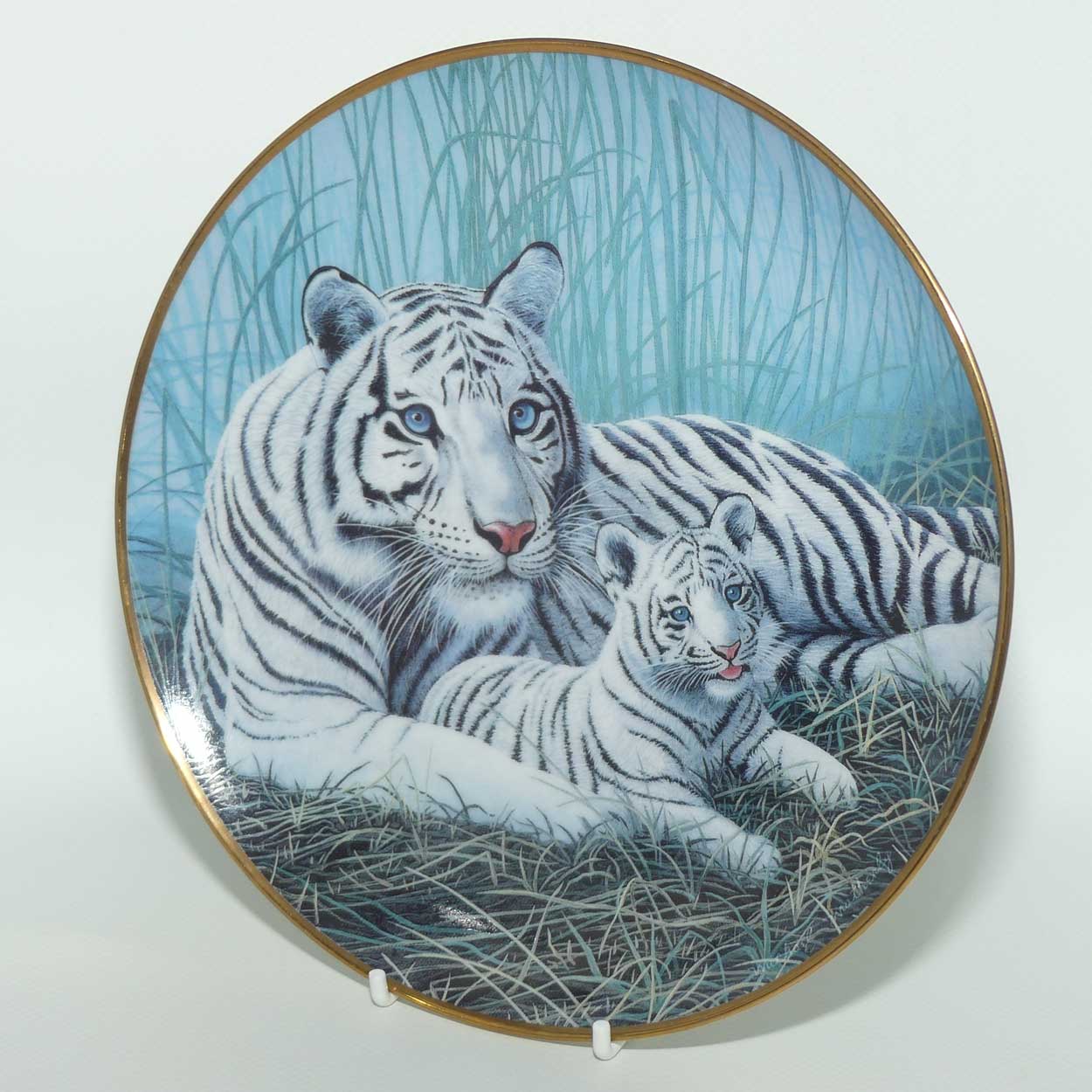 Franklin Mint | National Wildlife plate by Michael Matherly | White Tigers