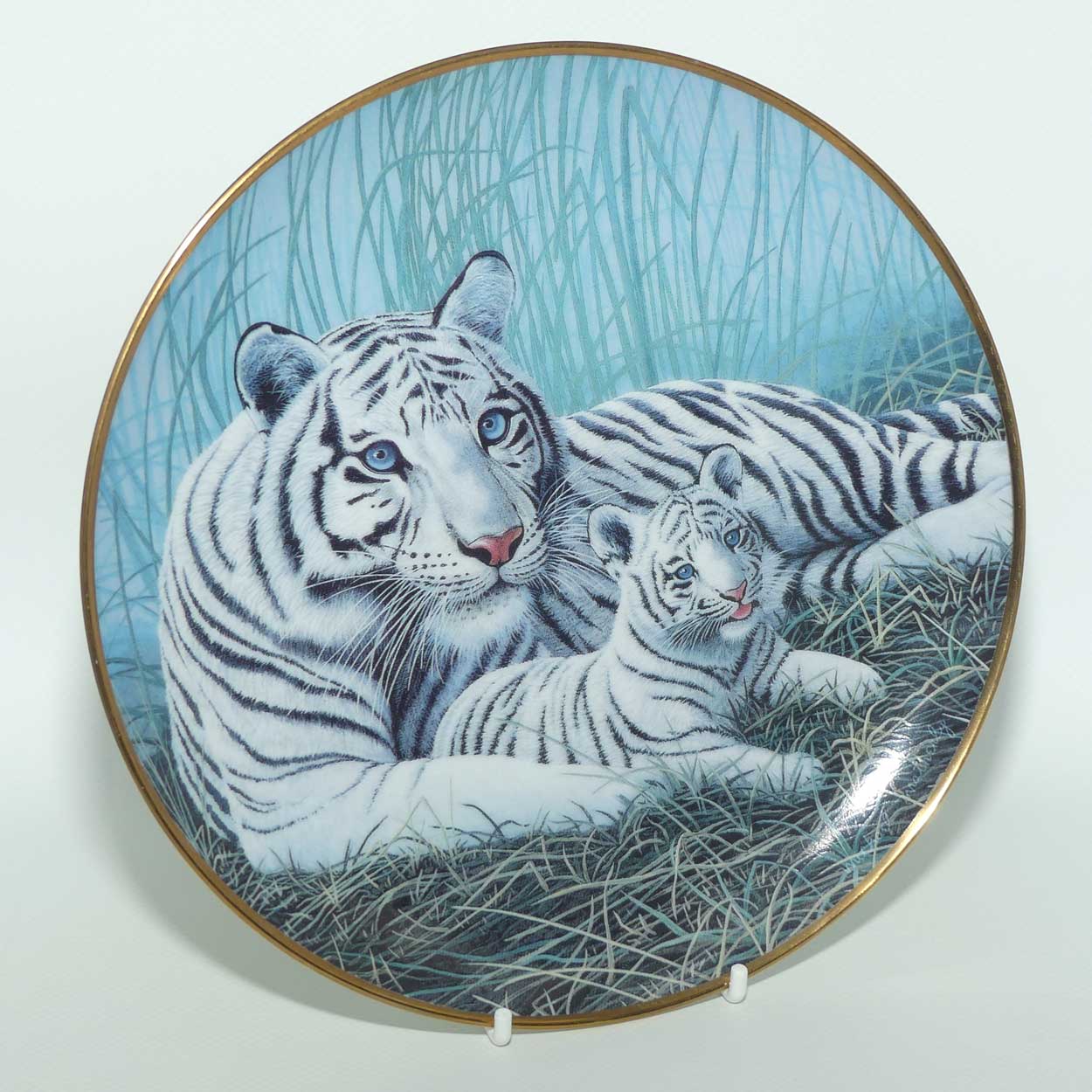 Franklin Mint | National Wildlife plate by Michael Matherly | White Tigers
