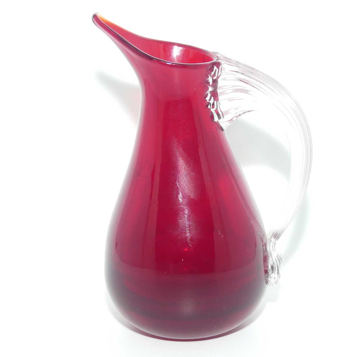 Whitefriars #9419 Ruby Glass jug with Sparrow Beak pourer