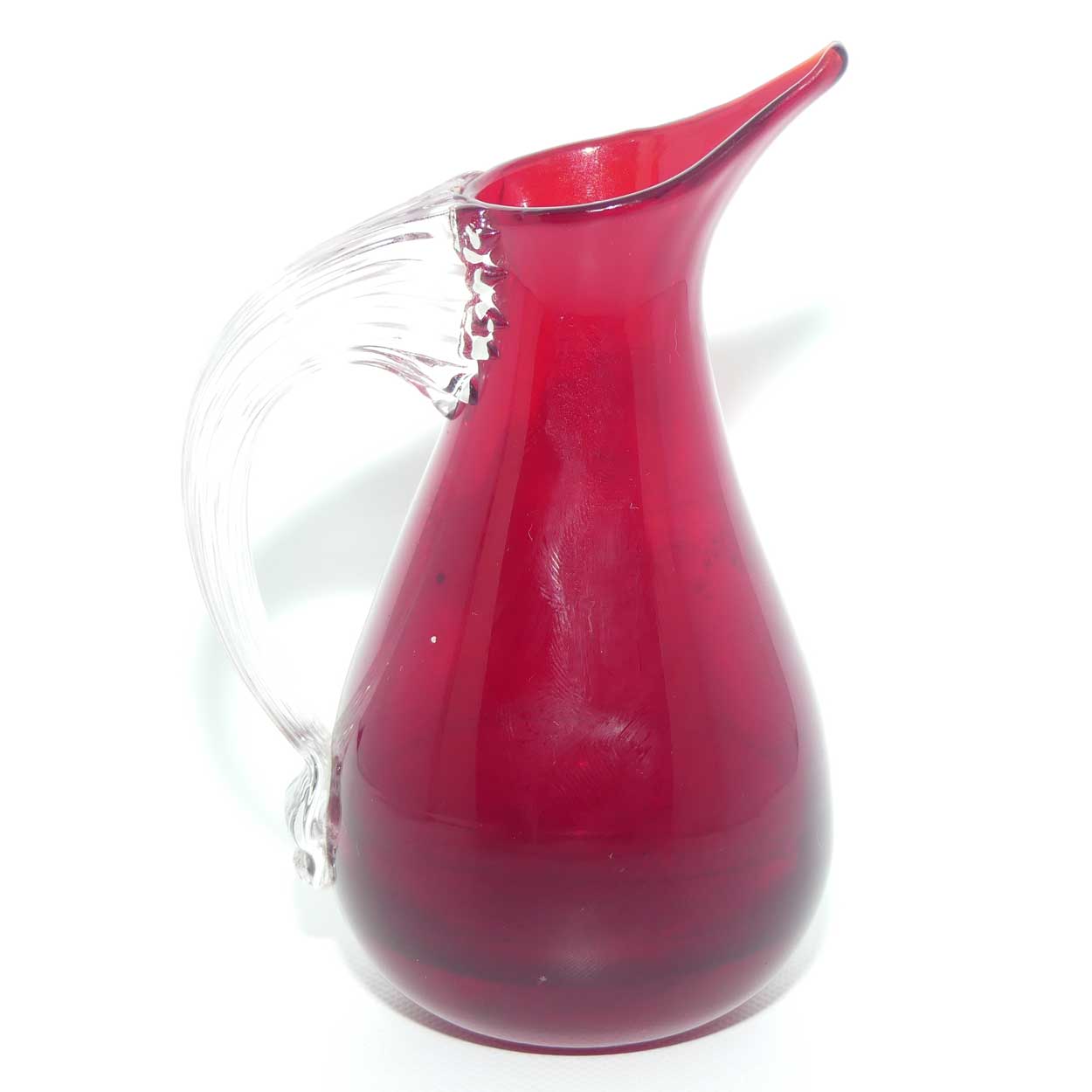 Whitefriars #9419 Ruby Glass jug with Sparrow Beak pourer