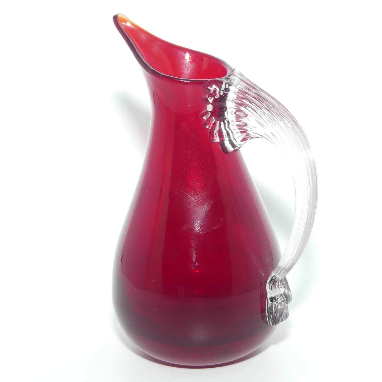 Whitefriars #9419 Ruby Glass jug with Sparrow Beak pourer