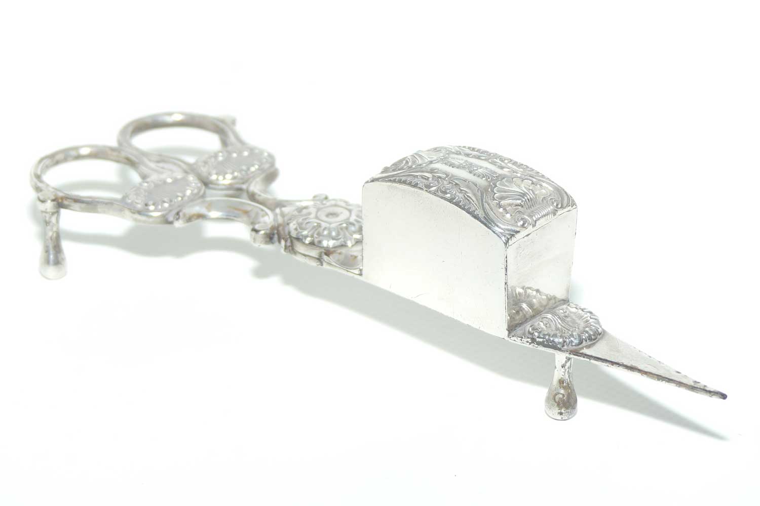 Mid Victorian era pair of Silver Plate Wick trimmers | Kings pattern