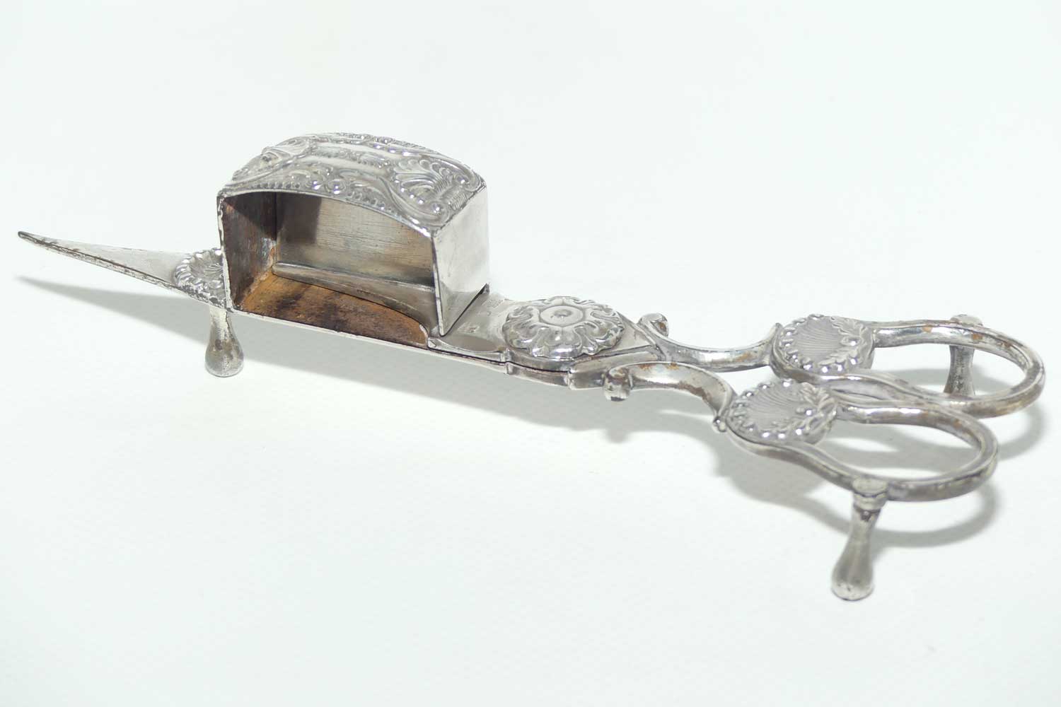 Mid Victorian era pair of Silver Plate Wick trimmers | Kings pattern