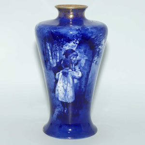 Royal Doulton Blue Childrens wide conical vase |Boy & girl peeping|