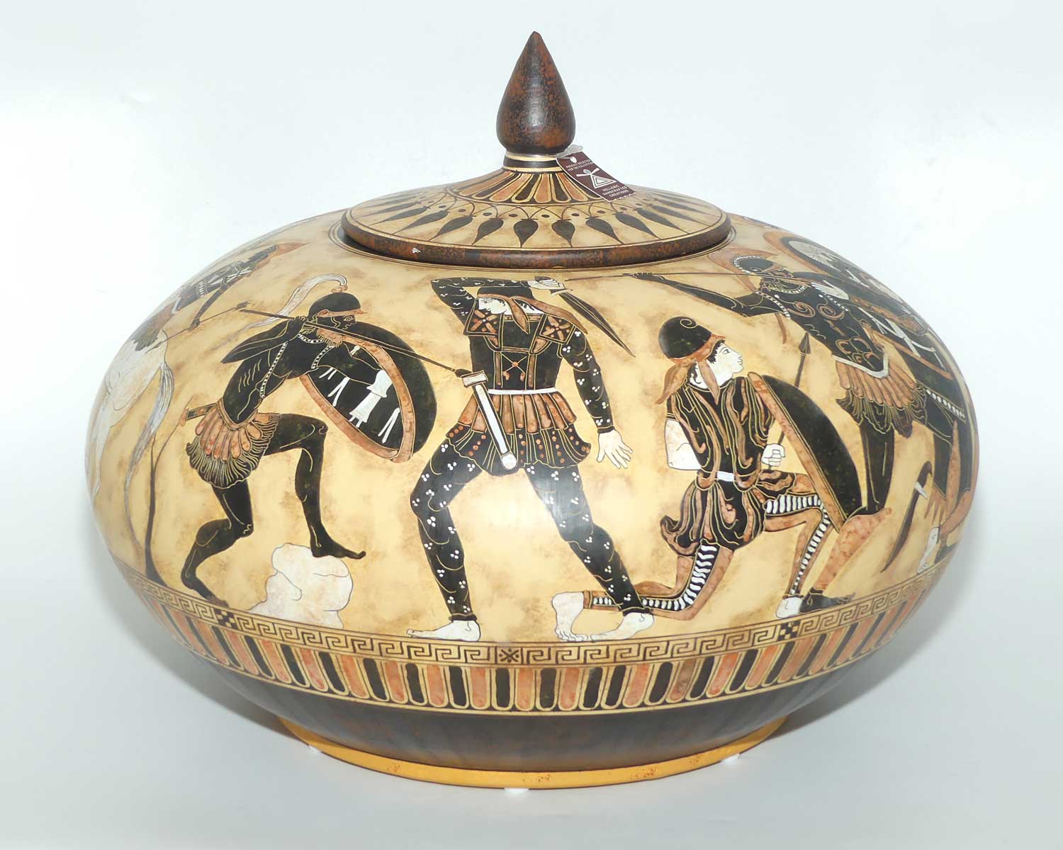 Superb Greek replica Lidded Pot 455BC by Sakis | Depicts Trojan war