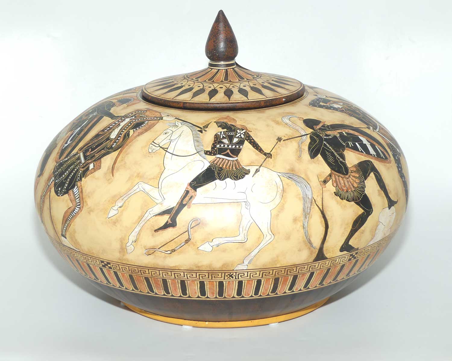 Superb Greek replica Lidded Pot 455BC by Sakis | Depicts Trojan war