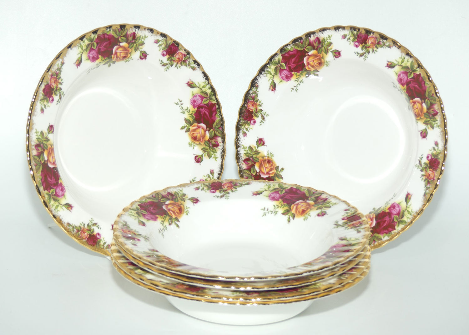 Royal Albert Bone China England Old Country Roses Wide Rim Bowl | Set of 6 | Early Backstamp