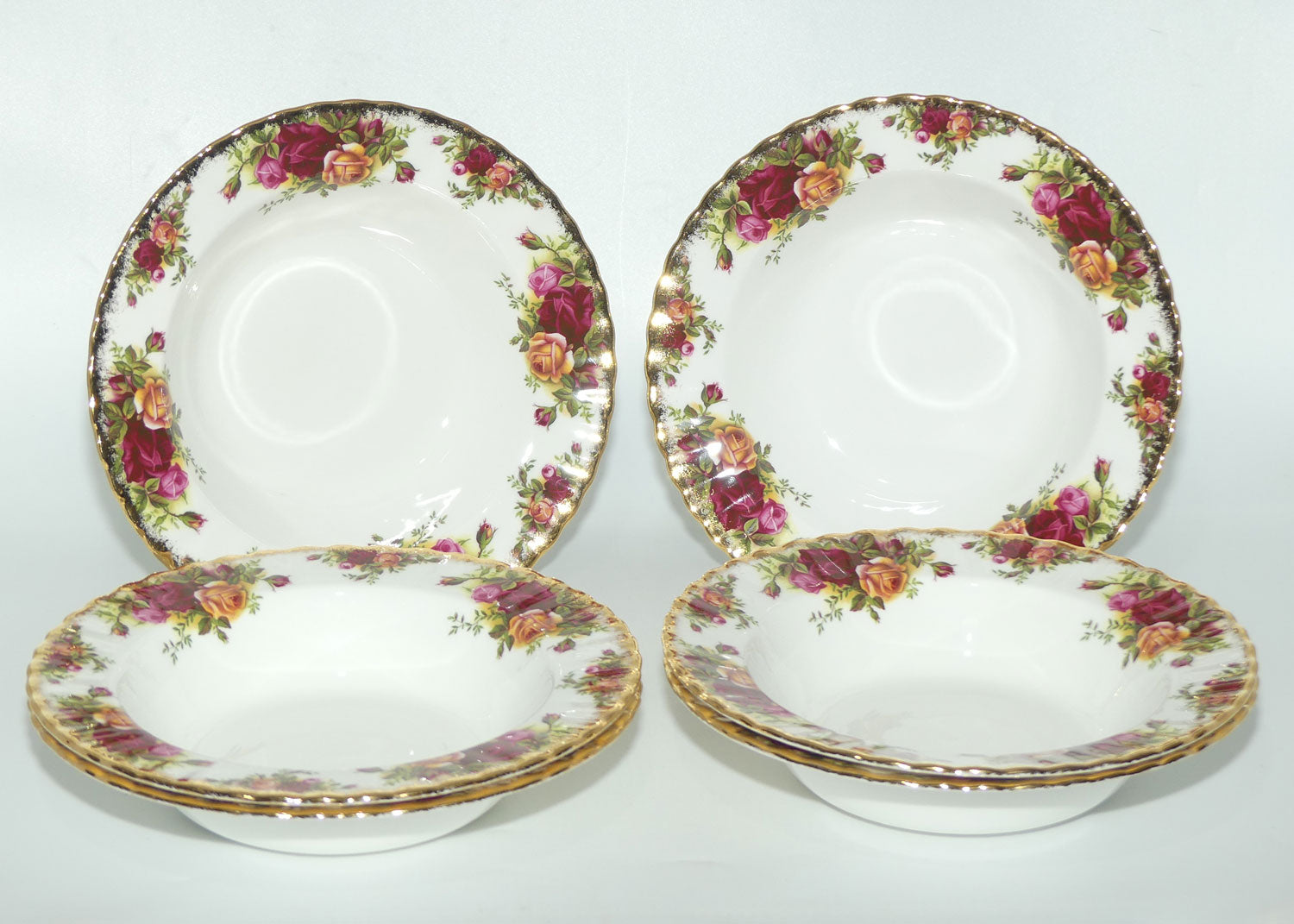 Royal Albert Bone China England Old Country Roses Wide Rim Bowl | Set of 6 | Early Backstamp