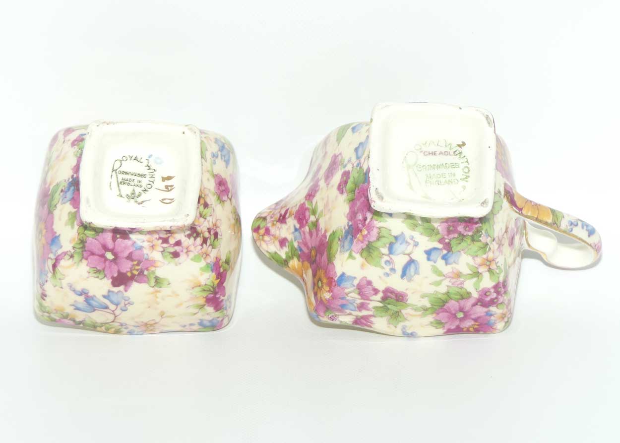 Royal Winton Chintz milk and sugar | Cheadle pattern | Ascot shape