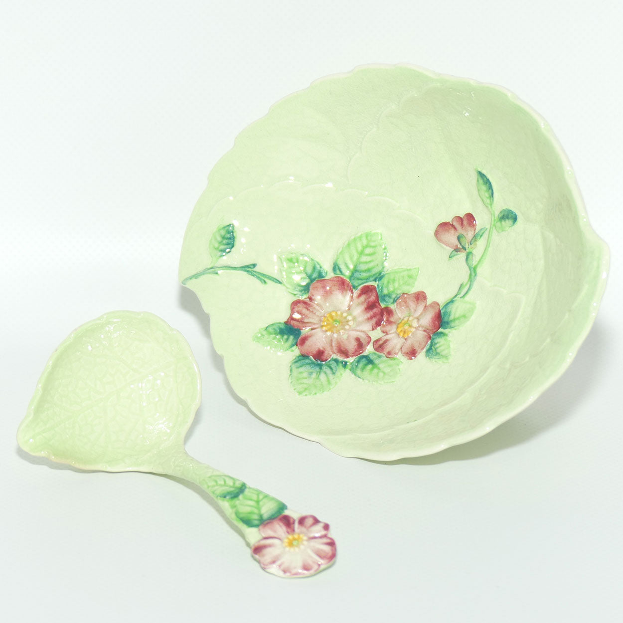 Carlton Ware Wild Rose pattern small footed comport and ladle spoon