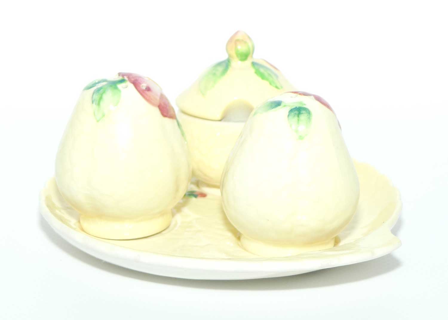 Carlton Ware Wild Rose three piece cruet set on tray