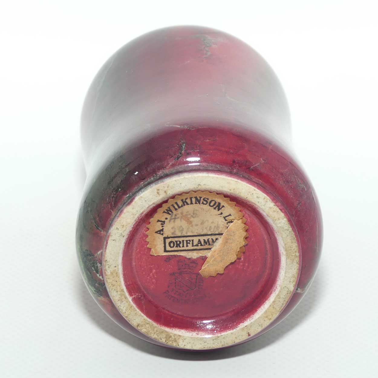 AJ Wilkinson Oriflamme vase with original paper label to base
