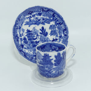 W Ridgways Semi China Old Willow pattern coffee duo