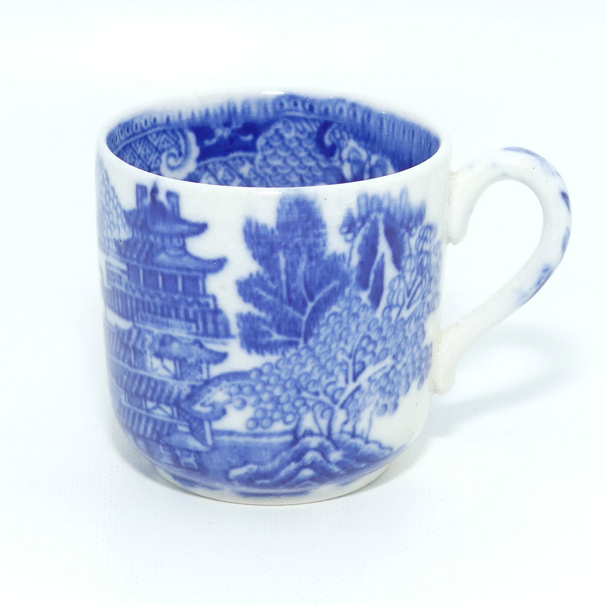 W Ridgways Semi China Old Willow pattern coffee duo