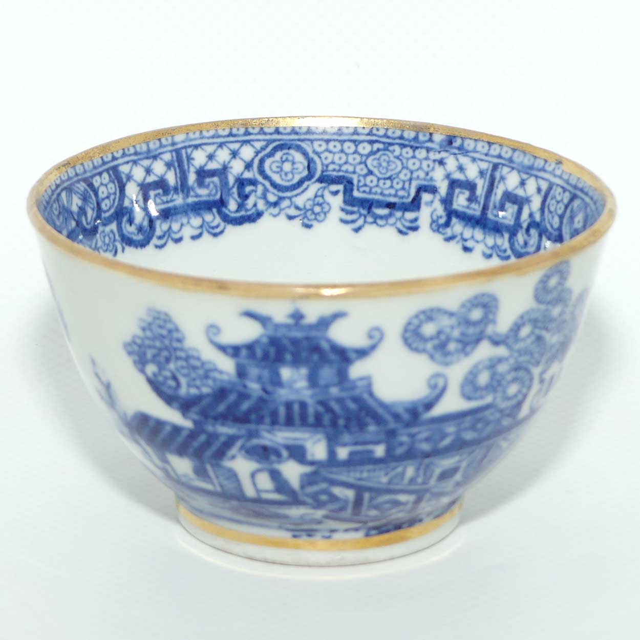 Gilded Blue and White tea bowl and saucer c.1790