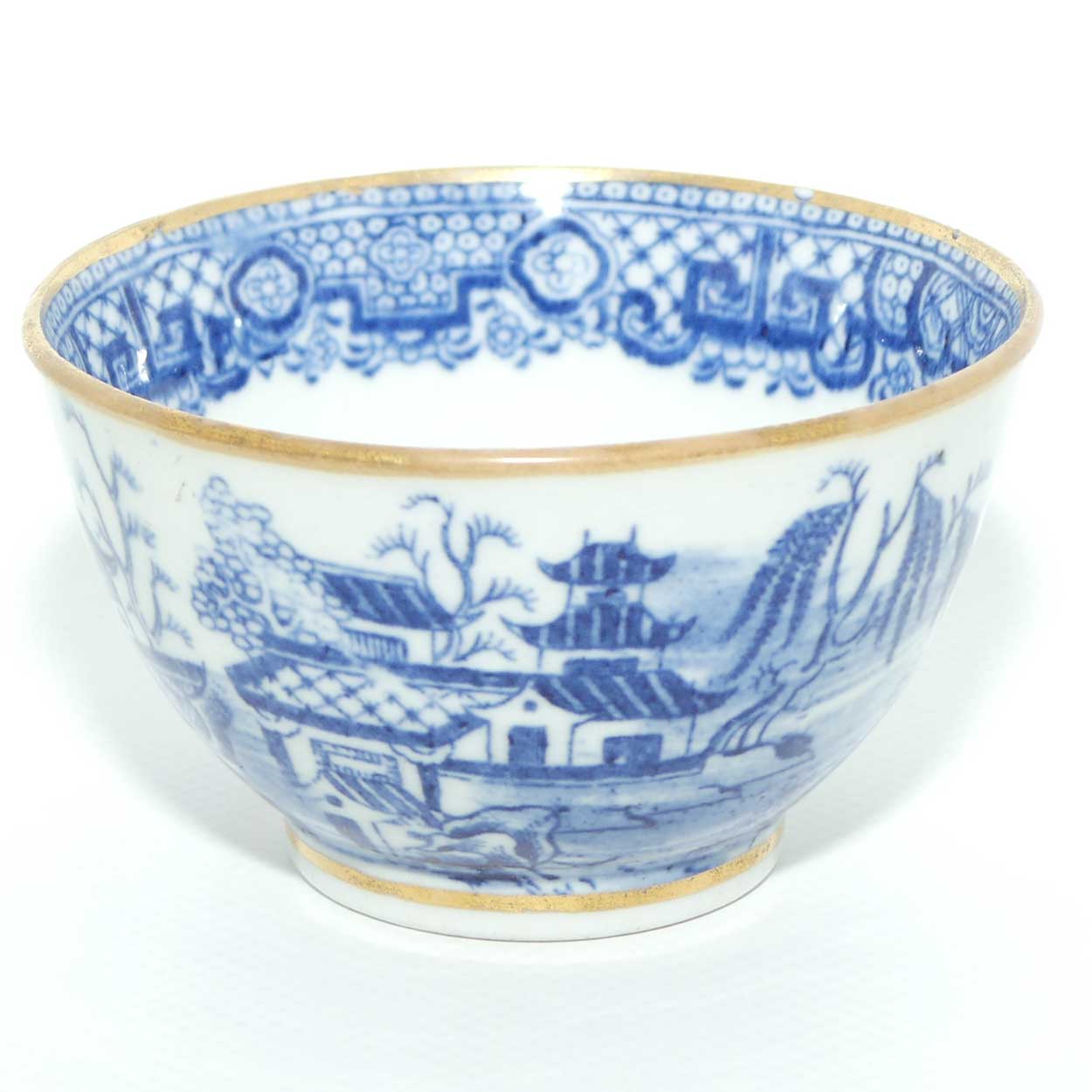 Gilded Blue and White tea bowl and saucer c.1790