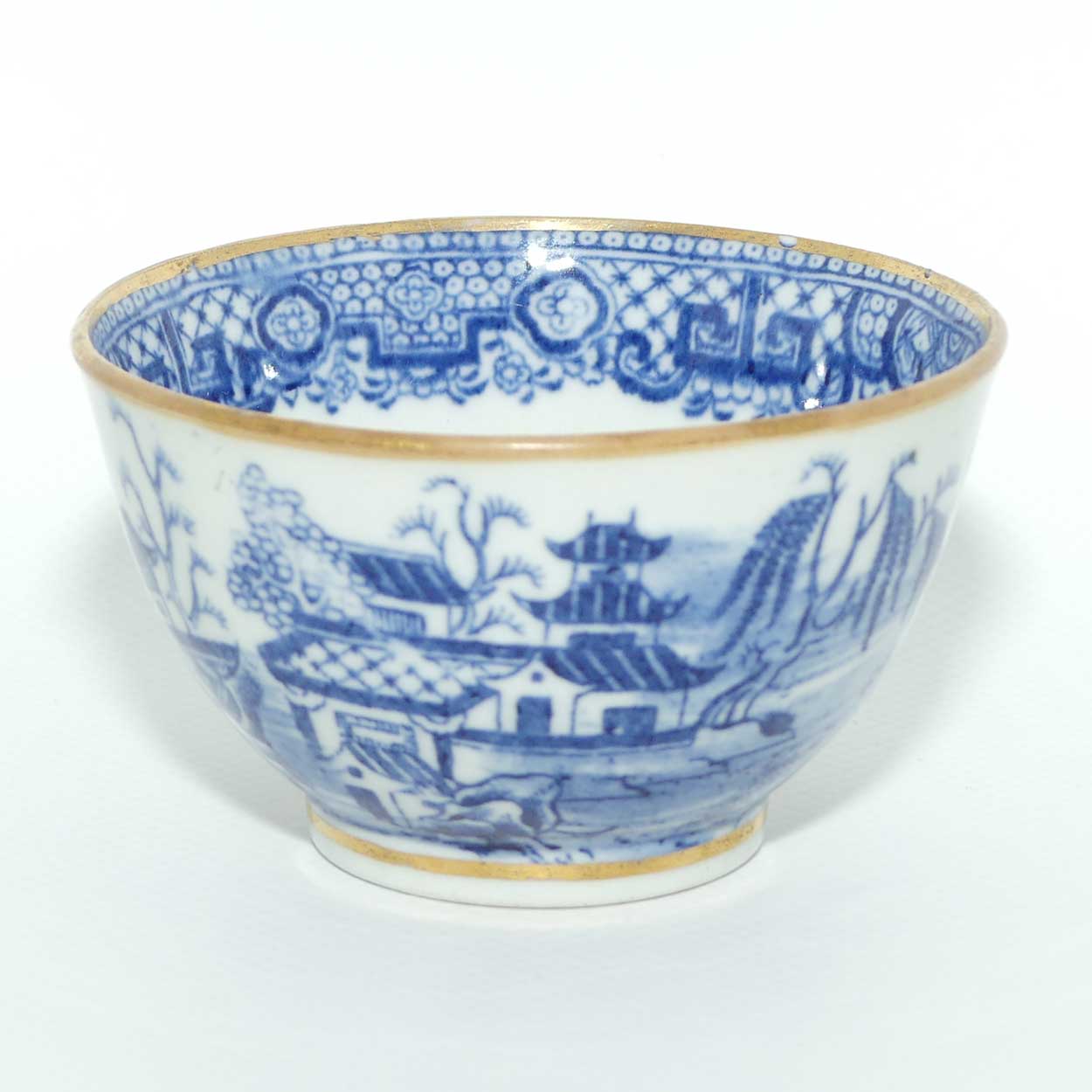 Gilded Blue and White tea bowl and saucer c.1790