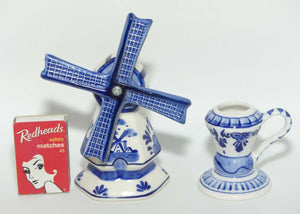 Delft Blue Handpainted | Windmill figure and Candle Holder