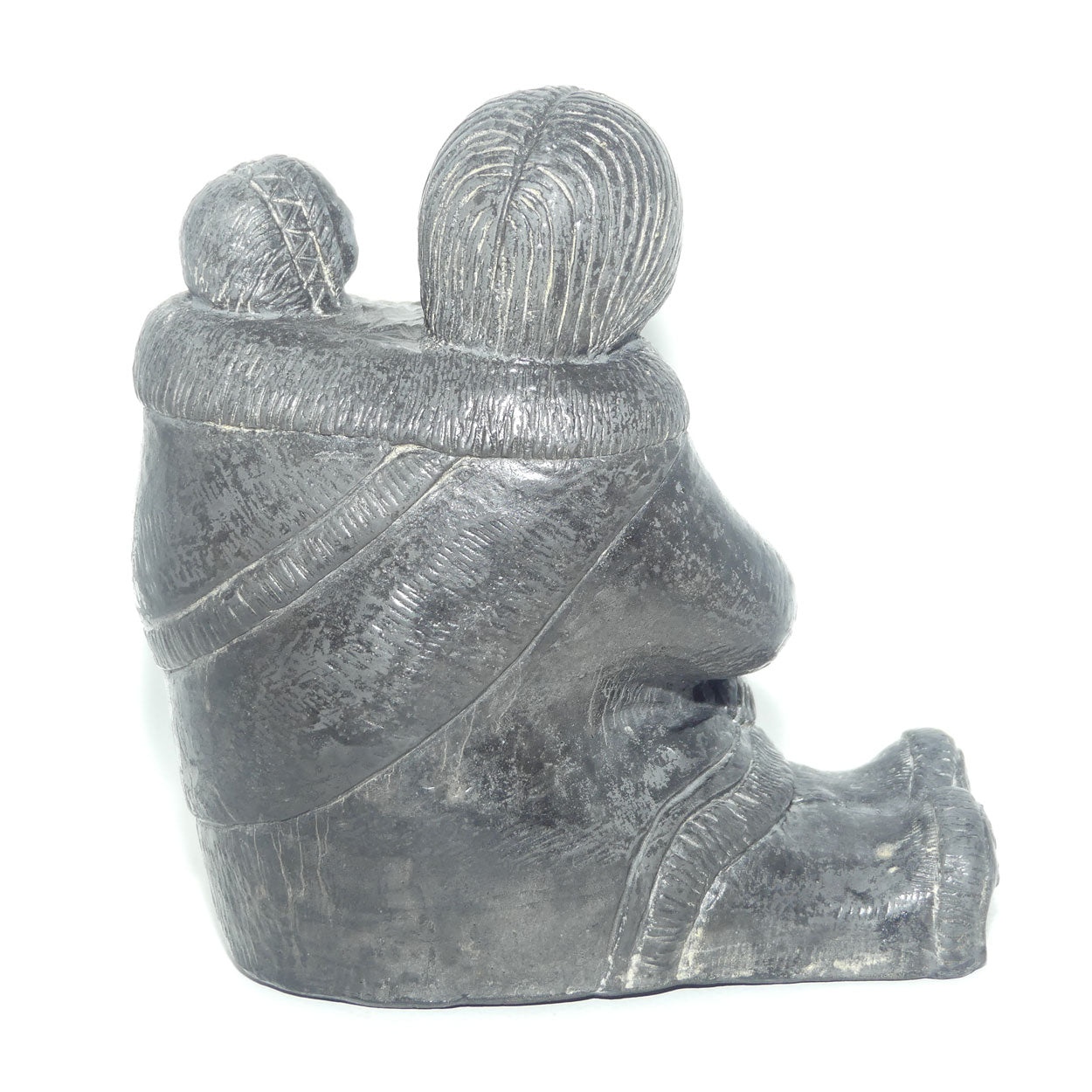 The Wolf Sculptures | Inuit Stone Carving | Eskimo Mother and Child | signed