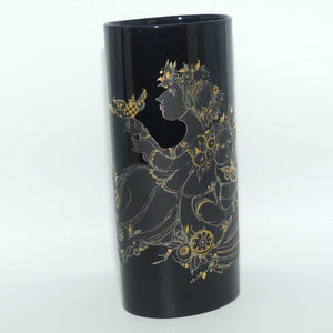 Rosenthal Studio Line Bjorn Wiinblad Black and Gilt Women with Birds oval vase