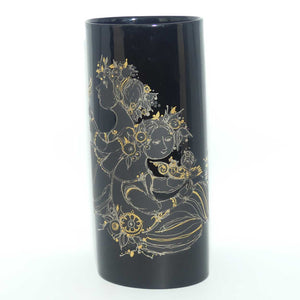 Rosenthal Studio Line Bjorn Wiinblad Black and Gilt Women with Birds oval vase