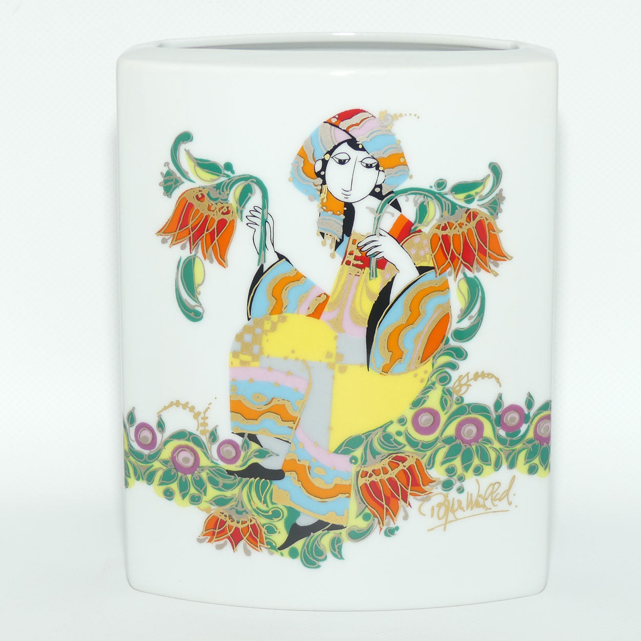 Rosenthal Bjorn Wiinblad Studio line Woman with Flowers small letterbox vase