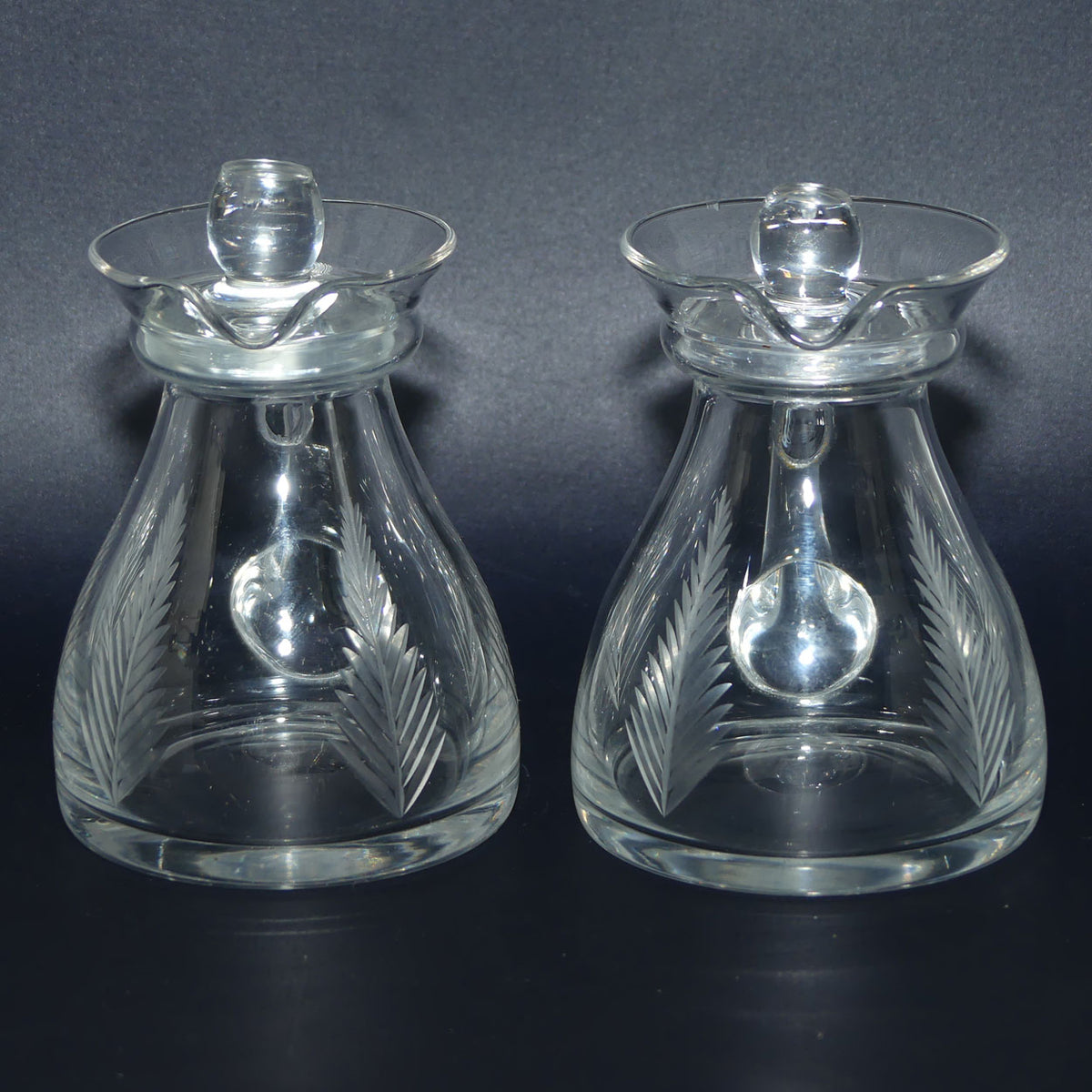 Stuart Crystal Woodchester pair of mint jugs