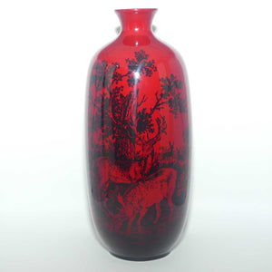 Royal Doulton Flambe Woodcut Highland Deer tall vase | Shape 1619