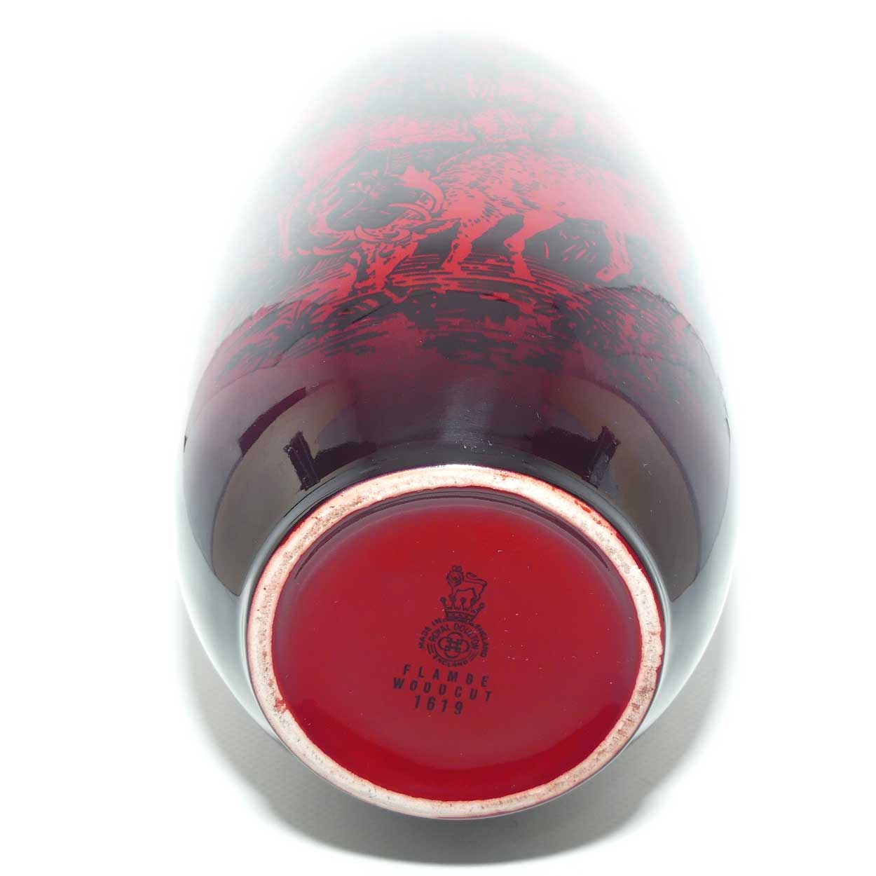 Royal Doulton Flambe Woodcut Highland Deer tall vase | Shape 1619