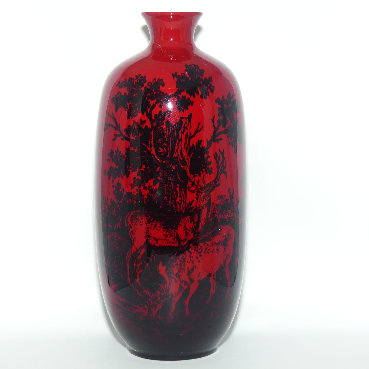 Royal Doulton Flambe Woodcut Highland Deer tall vase | Shape 1619 | #2